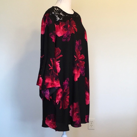 EST 1946 Brand Flowy Black Floral Print Mini Dress - Picture 6 of 8